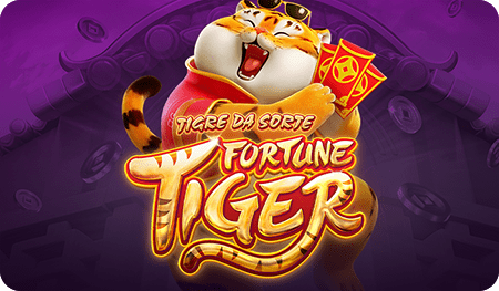 Fortune Tiger Slot Online. Banner promocional do popular jogo do tigrinho, destacando o personagem Tigre da Sorte com envelopes vermelhos e logotipo dourado, focado em entretenimento de cassino e apostas.