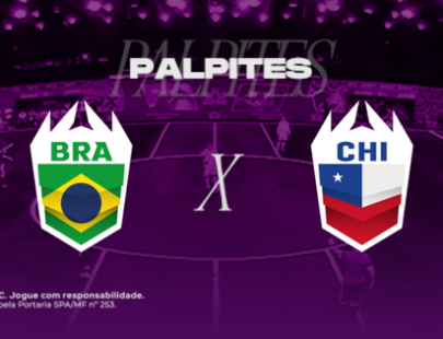 Palpites Final Kings World Cup Nations 2026: Brasil x Chile. Banner de apostas esportivas da H2bet exibindo os escudos das seleções BRA e CHI em confronto direto, com destaque para previsões e odds da decisão do mundial.