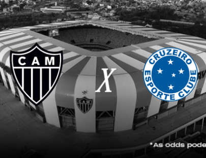 imagem do estádio mineiro com os escudos dos clubes atlético e cruzeiro
