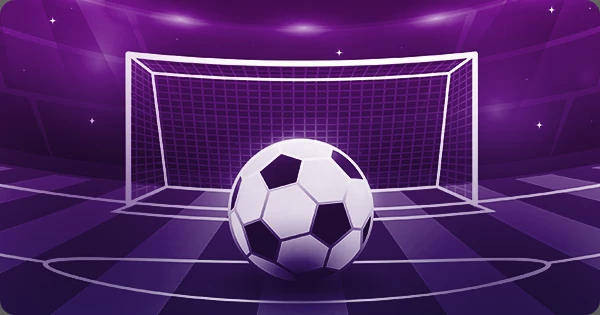 O que significa Menos de 4.5 Gols. Banner ilustrativo para guia de apostas, exibindo uma trave de futebol e uma bola em destaque sobre um fundo de estádio roxo, focado na explicação do mercado de under gols.