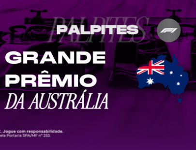 Palpites Grande Prêmio da Austrália. Banner de apostas esportivas da H2bet para a Fórmula 1, exibindo carros de corrida ao fundo e o mapa da Austrália em destaque, focado em previsões e odds para o GP.