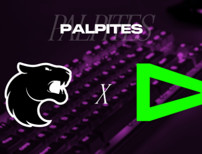 banner com o texto "palpites" e os escudos dos times Fúria e LOUD para o CBLOL
