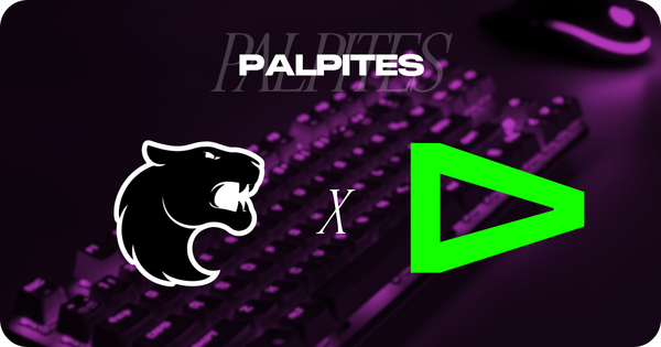 banner com o texto "palpites" e os escudos dos times Fúria e LOUD para o CBLOL