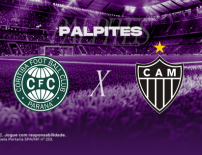 imagem com escudo dos clubes Coritiba e Atlético, com o título Palpites