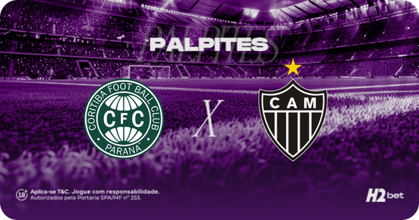 imagem com escudo dos clubes Coritiba e Atlético, com o título Palpites