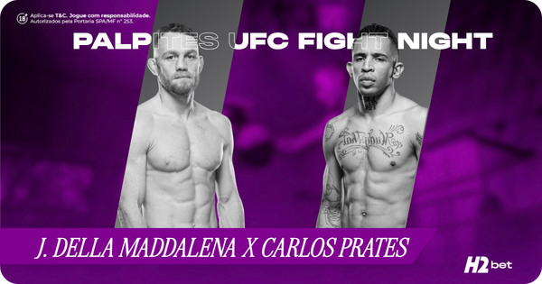 banner com o texto "Palpites UFC Fight Night J. Della Maddalena x Carlos Prates"