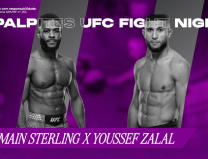 banner com o texto Palpites e imagem dos lutadores Sterling e Zalal