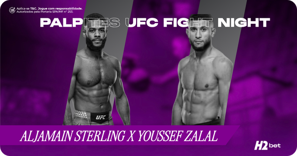 banner com o texto Palpites e imagem dos lutadores Sterling e Zalal