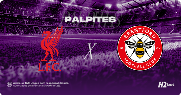 escudo dos times liverpool e brentford com palpites escrito em cima