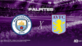 escudo do manchester city e aston villa com palpites no topo