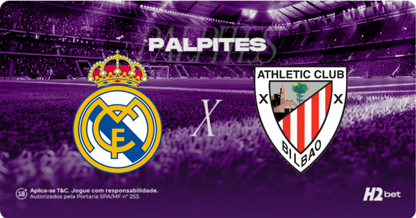 escudo dos times real madrid e athletic club bilbao com palpites acima