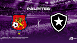 banner palpites com escudo do time caracas e botafogo
