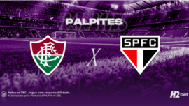 banner com o texto "Palpites" e os escudos de Fluminense e São Paulo