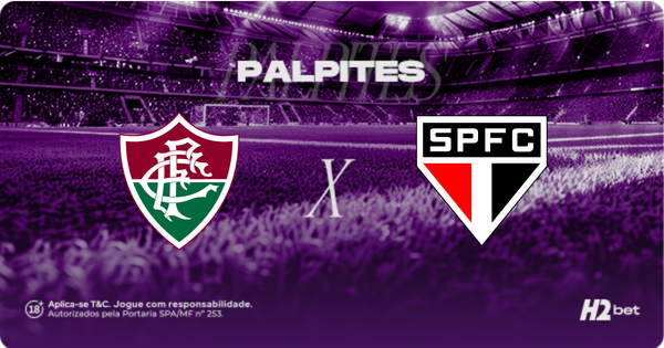 banner com o texto "Palpites" e os escudos de Fluminense e São Paulo