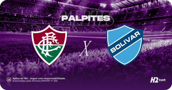 banner com o texto "Palpites" e os escudos dos clubes Fluminense e Bolívar