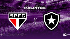 escudo dos times são paulo e botafogo com 'palpites' em cima