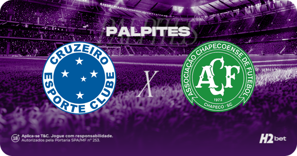 escudo dos times cruzeiro e chapecoense com 'palpites' em cima