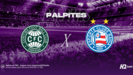 banner de palpites com escudos dos times coritiba e bahia