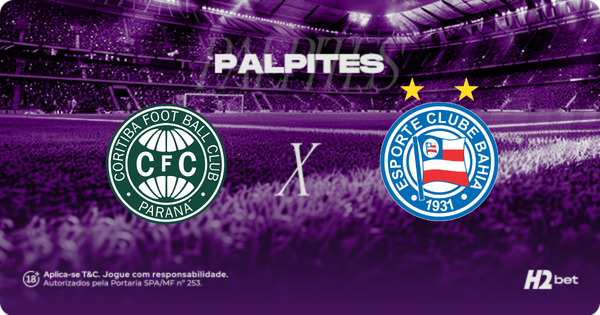 banner de palpites com escudos dos times coritiba e bahia