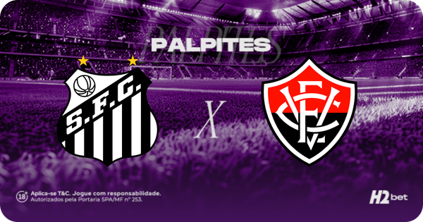 banner de palpites com escudo dos times santos e vitória