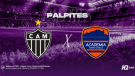 banner com o título Palpites e os escudos dos clubes Atlético e Puerto Cabello