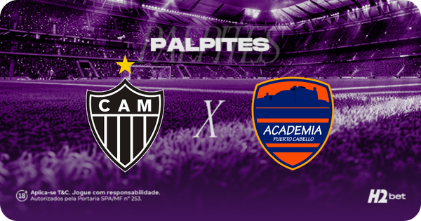 banner com o título Palpites e os escudos dos clubes Atlético e Puerto Cabello