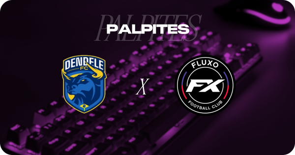 banner com o texto Palpites e os escudos dos times Dendele e Fluxo