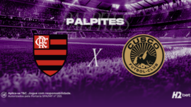 banner com o título Palpites e os escudos dos clubes Flamengo x Cusco