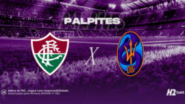 banner com o título Palpites e os escudos dos clubes Fluminense e Deportivo La Guaira