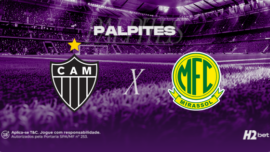 banner com o texto Palpites e os escudos do Atlético e Mirassol