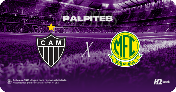 banner com o texto Palpites e os escudos do Atlético e Mirassol