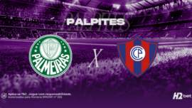 banner com o texto "Palpites" e os escudos dos clubes Palmeiras e Cerro Porteño