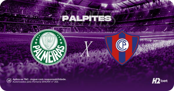 banner com o texto "Palpites" e os escudos dos clubes Palmeiras e Cerro Porteño