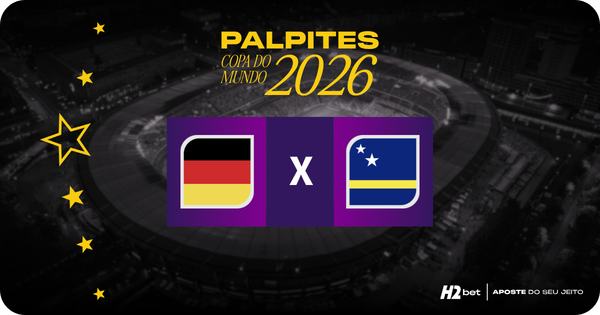banner com o título Palpites Copa do Mundo 2026 e as bandeiras de Alemanha e Curaçao