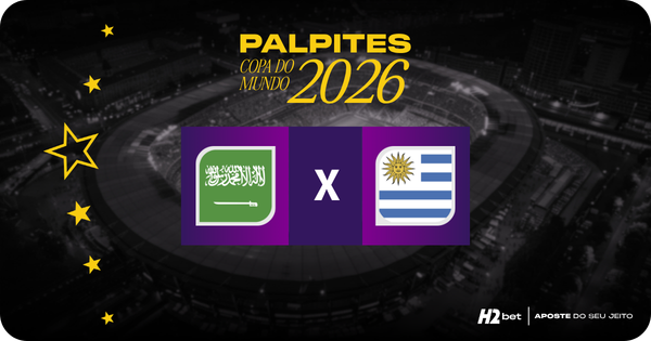 banner com o título Palpites Copa do Mundo 2026 e as bandeiras de Arábia Saudita e Uruguai