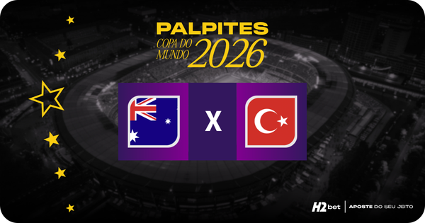 banner com o título Palpites Copa do Mundo 2026 e as bandeiras de Autrália e Turquia
