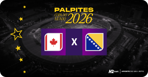 banner com o título Palpites Copa do Mundo 2026 e as bandeiras de Canadá e Bósnia