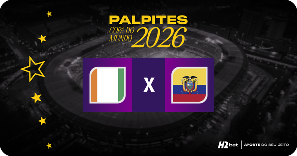 banner com o título Palpites Copa do Mundo 2026 e as bandeiras de costa do marfim e equador