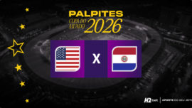 banner com o título Palpites Copa do Mundo 2026 e as bandeiras de Estados Unidos e Paraguai