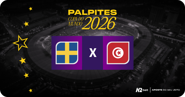 banner com o título Palpites Copa do Mundo 2026 e as bandeiras de Suécia e Tunísia